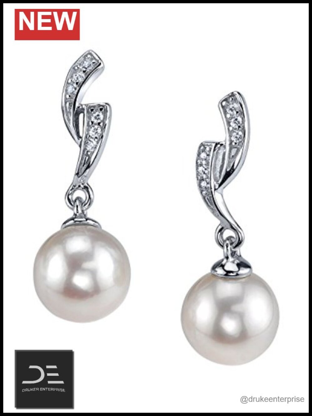 Genuine Freshwater Cultured Pearl Delilah Earrings 8-9mm Sterling Silver